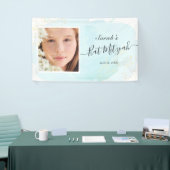 Waterverf Blue x Gold Photo Bat Mitzvah Banner (Beurs)