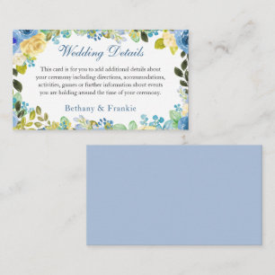 Waterverf Blue Yellow Rose Garden Weddenschap Deta Informatiekaartje