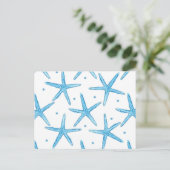 Waterverf Blue Zee Stars Patroon Briefkaart (Staand voorkant)