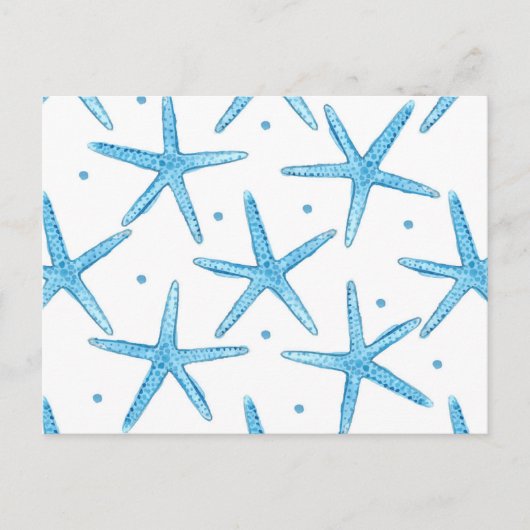 Waterverf Blue Zee Stars Patroon Briefkaart (Voorkant)