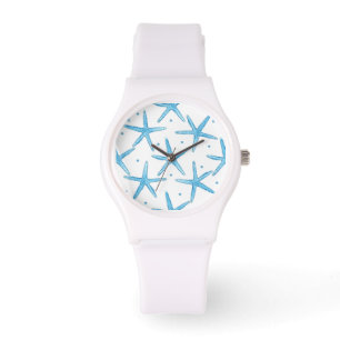 Waterverf Blue Zee Stars Patroon Horloge