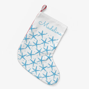 Waterverf Blue Zee Stars Patroon   Jouw namen toev Kleine Kerstsok