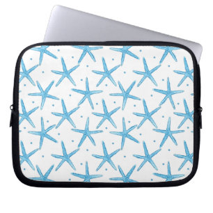 Waterverf Blue Zee Stars Patroon Laptop Sleeve