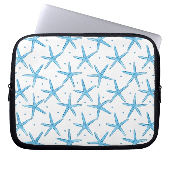 Waterverf Blue Zee Stars Patroon Laptop Sleeve (Voorkant)