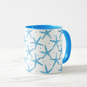 Waterverf Blue Zee Stars Patroon Mok (Voorkant rechts)