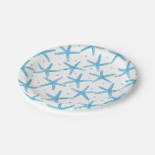 Waterverf Blue Zee Stars Patroon Papieren Bordje (Gekanteld)