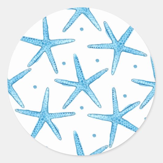 Waterverf Blue Zee Stars Patroon Ronde Sticker (Voorkant)