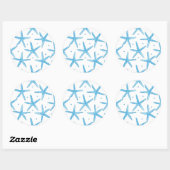 Waterverf Blue Zee Stars Patroon Ronde Sticker (Vel)