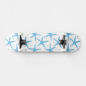 Waterverf Blue Zee Stars Patroon Skateboard (Horizontaal)