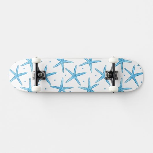 Waterverf Blue Zee Stars Patroon Skateboard (Horizontaal)