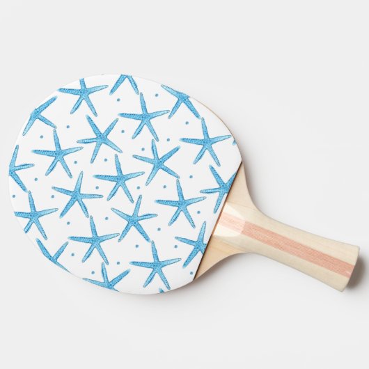 Waterverf Blue Zee Stars Patroon Tafeltennisbatje (Zijkant)
