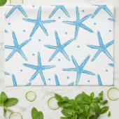 Waterverf Blue Zee Stars Patroon Theedoek (Gevouwen)