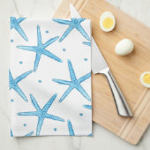 Waterverf Blue Zee Stars Patroon Theedoek (Quarter Fold)