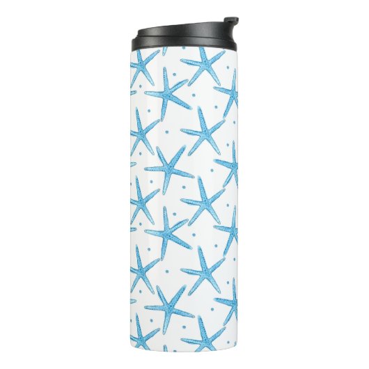 Waterverf Blue Zee Stars Patroon Thermosbeker (Gedraaid links)