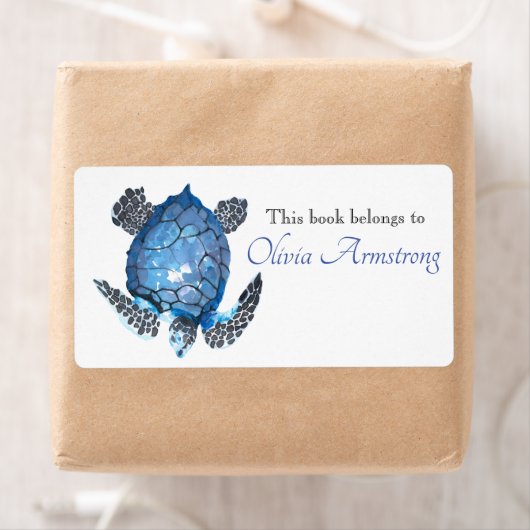 Waterverf Blue Zee Turtle Book behoort tot Etiket (Insitu)