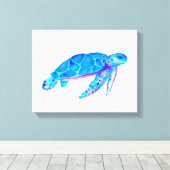 Waterverf Blue Zee Turtle Canvas Afdruk (Insitu (Houten vloer))