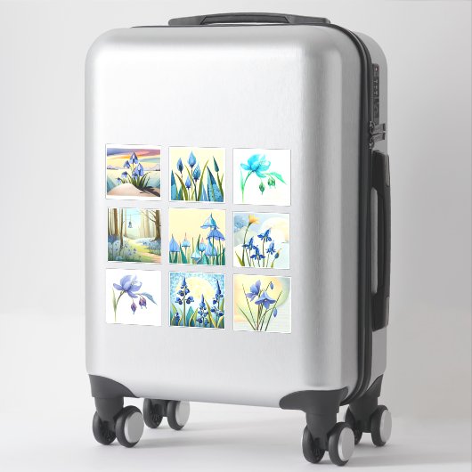 Waterverf Bluebell bloemen Scrapbook Sticker (Koffer)