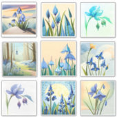 Waterverf Bluebell bloemen Scrapbook Sticker (Voorkant)