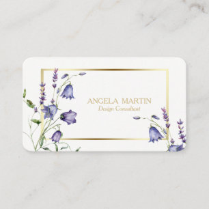 Waterverf Bluebell Floral Gold Lijst Professional Visitekaartje