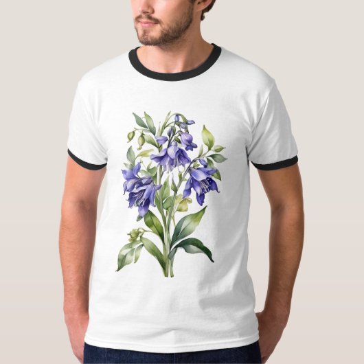 Waterverf Bluebell Flower T-shirt (Voorkant)