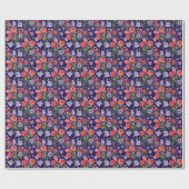Waterverf Bluebell Poppy Array Cadeaupapier (Vlak)