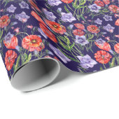 Waterverf Bluebell Poppy Array Cadeaupapier (Rol Hoek)