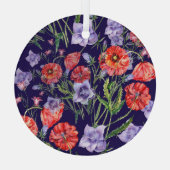 Waterverf Bluebell Poppy Array Glas Ornament (Achterkant)