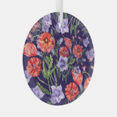Waterverf Bluebell Poppy Array Glas Ornament (Voorkant Rechts)