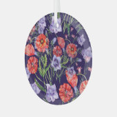 Waterverf Bluebell Poppy Array Glas Ornament (Voorkant links)
