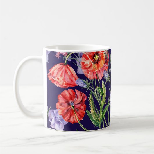 Waterverf Bluebell Poppy Array Koffiemok (Links)