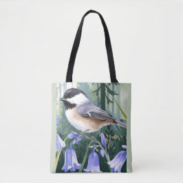 Waterverf Bluebells en Chickadee Tote Bag