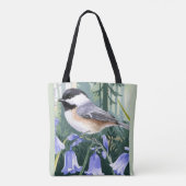 Waterverf Bluebells en Chickadee Tote Bag (Achterkant)