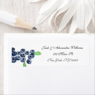Waterverf Blueberries Fruit retouradres Etiket