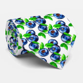 Waterverf Blueberries Patroon op witte achtergrond Stropdas (Opgerold)