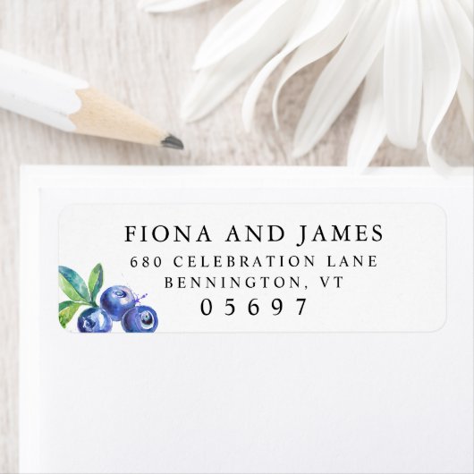 Waterverf Blueberries Return-adres Etiket (Insitu)