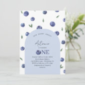 Waterverf Blueberry 1e verjaardagsfeestje Kaart (Staand voorkant)