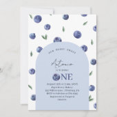 Waterverf Blueberry 1e verjaardagsfeestje Kaart (Voorkant)