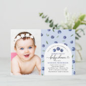 Waterverf Blueberry Baby shower Invitation Kaart (Staand voorkant)
