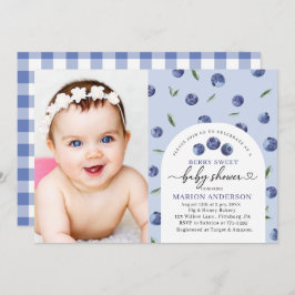 Waterverf Blueberry Baby shower Invitation Kaart