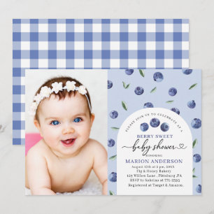 Waterverf Blueberry Baby shower Invitation Kaart