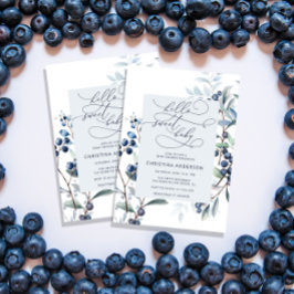 Waterverf Blueberry Baby shower Invitation Kaart