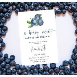 Waterverf Blueberry Baby shower Kaart