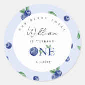 Waterverf Blueberry boy 1e verjaardag Ronde Sticker (Voorkant)