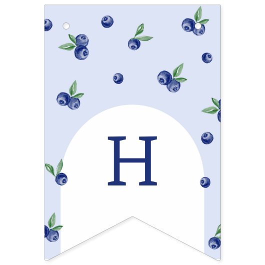 Waterverf Blueberry Boy Berry Swee Verjaardagsfees Vlaggetjes (Tweede vlag)