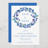 Waterverf Blueberry bruiloft Save The Date (Voorkant / Achterkant)