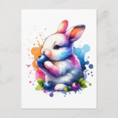 Waterverf Blueberry Bunny Briefkaart (Voorkant)