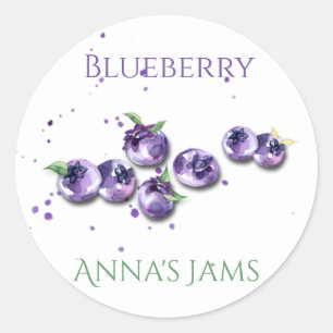 Waterverf Blueberry Classic Ronde Sticker