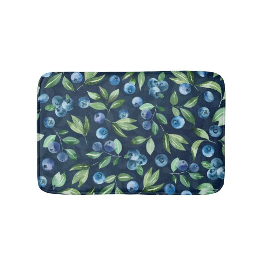 Waterverf Blueberry donker achtergrondpatroon Badmat (Voorkant)