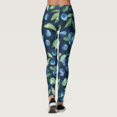 Waterverf Blueberry donker achtergrondpatroon Leggings (Achterkant)