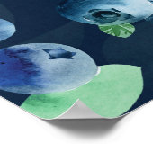 Waterverf Blueberry donker achtergrondpatroon Poster (Hoek)